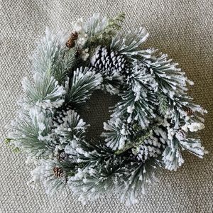 Threshold snow flocked winter wreath